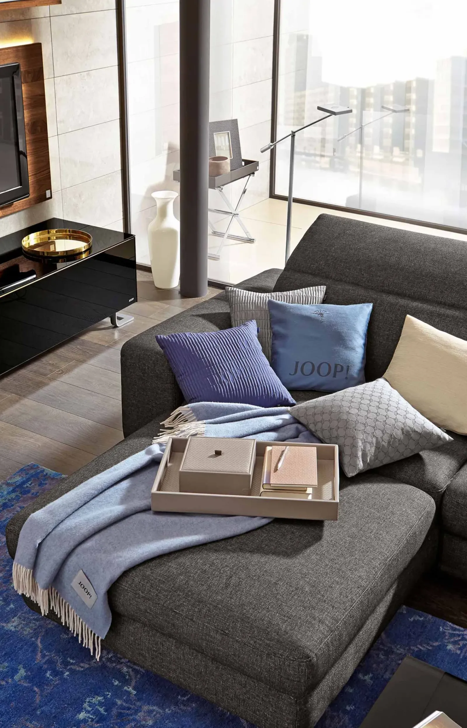JOOP! Bad-Accessoires|Wohn-Accessoires>Großes Tablett Homeline, Grau-Rosé
