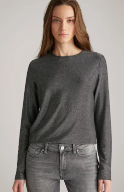 JOOP! Shirts & Sweats|Blusen>Lurex-Blusenshirt in Grau-Glitzer