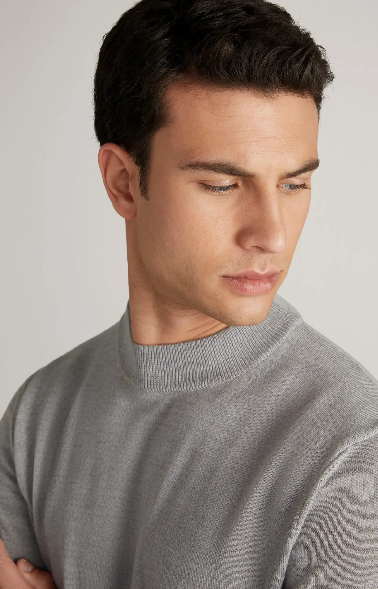 JOOP! Strick>Merinowoll-Pullover Davide in Grau meliert