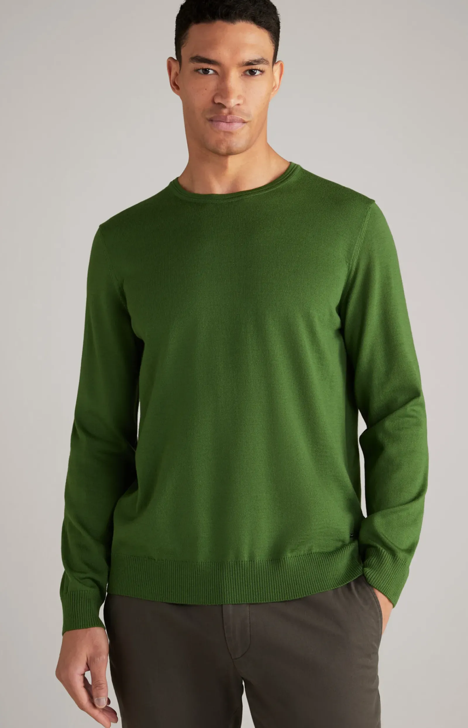 JOOP! Strick>Merinowoll-Pullover Denny in Waldgrün