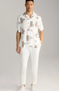 JOOP! Hemden|Bekleidung>Viskose-Hemd Kawai in Offwhite/Braun/Rot gemustert