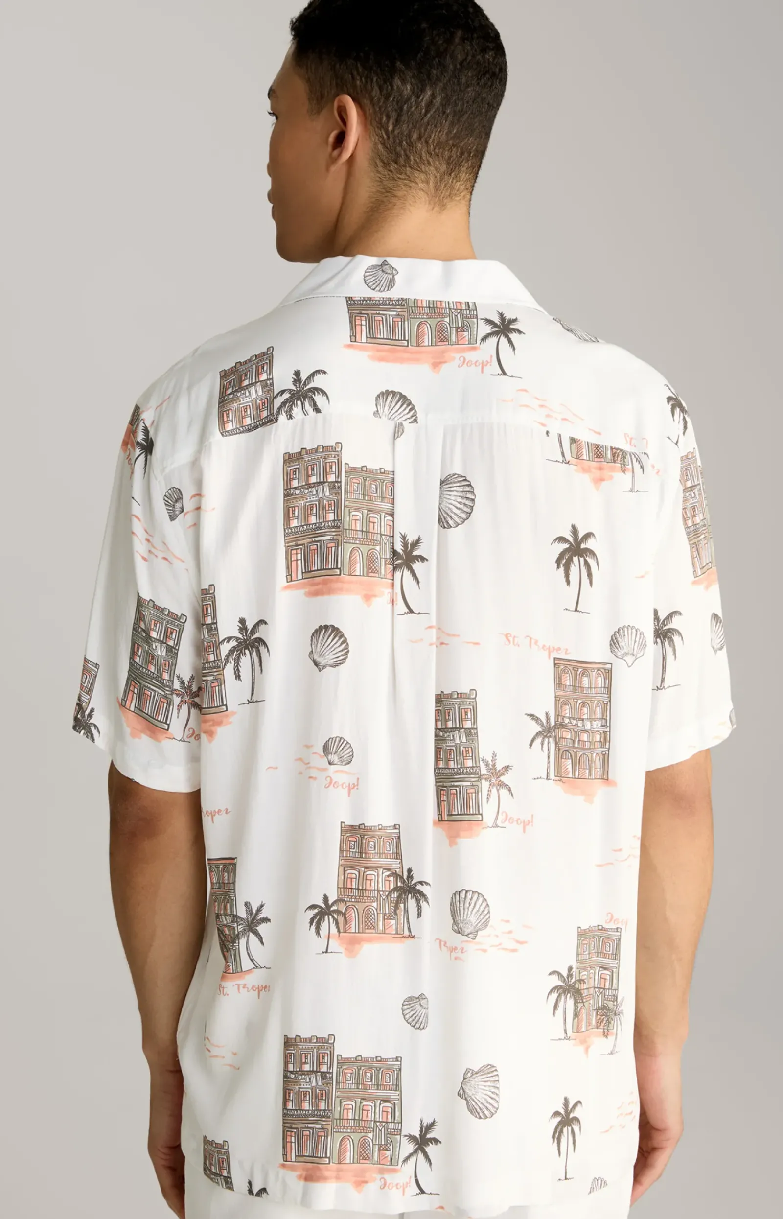 JOOP! Hemden|Bekleidung>Viskose-Hemd Kawai in Offwhite/Braun/Rot gemustert