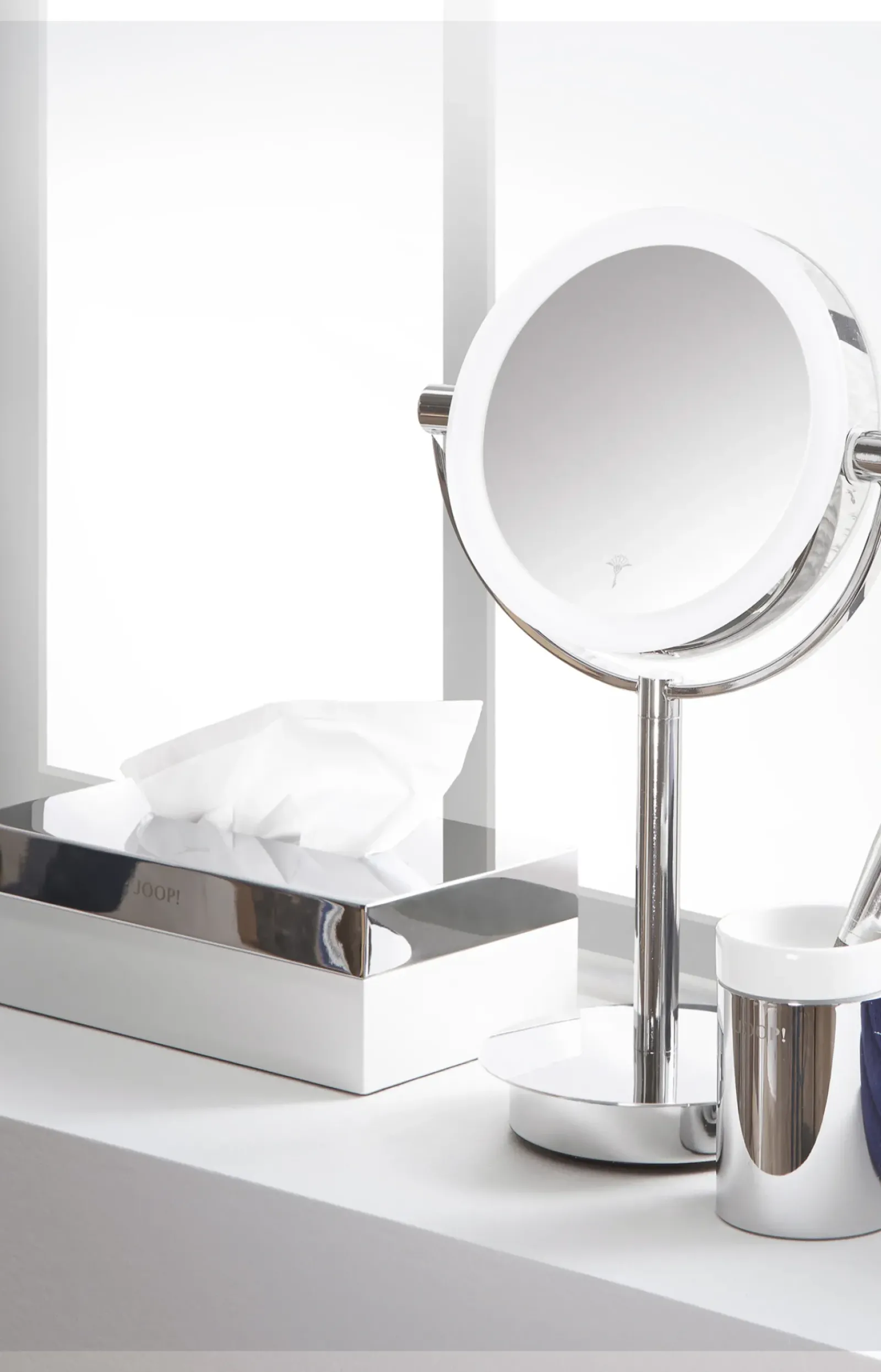 JOOP! Bad-Accessoires>Zahnputzbecher Chromeline, Silber/Weiß